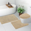 image:imageSmiry Soft Chenille Bathroom Toilet Lid Cover Machine Washable Covers 175x15 Fits Most Round Elongated and Oblong Lids Accessories Decor LatteBeige