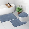 image:imageSmiry Soft Chenille Bathroom Toilet Lid Cover Machine Washable Covers 175x15 Fits Most Round Elongated and Oblong Lids Accessories Decor LatteGrayish Blue