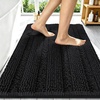 image:imageSmiry Thick Small Chenille Bathroom Rugs 24x16 Extra Soft Absorbent Striped Bath Rugs Rubber Backing Machine Wash Bath Mats for Bathroom Floor Tub Shower Home Decor Accessories GreyBlack