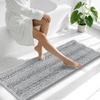image:imageSmiry Thick Small Chenille Bathroom Rugs 24x16 Extra Soft Absorbent Striped Bath Rugs Rubber Backing Machine Wash Bath Mats for Bathroom Floor Tub Shower Home Decor Accessories GreyLight Grey