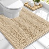 image:imageSmiry Thick Small Chenille Bathroom Rugs 24x16 Extra Soft Absorbent Striped Bath Rugs Rubber Backing Machine Wash Bath Mats for Bathroom Floor Tub Shower Home Decor Accessories GreyBeige