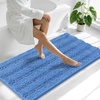 image:imageSmiry Thick Small Chenille Bathroom Rugs 24x16 Extra Soft Absorbent Striped Bath Rugs Rubber Backing Machine Wash Bath Mats for Bathroom Floor Tub Shower Home Decor Accessories GreyCornflower Blue