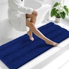 image:imageSmiry Thick Small Chenille Bathroom Rugs 24x16 Extra Soft Absorbent Striped Bath Rugs Rubber Backing Machine Wash Bath Mats for Bathroom Floor Tub Shower Home Decor Accessories GreyNavy