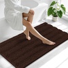 image:imageSmiry Thick Small Chenille Bathroom Rugs 24x16 Extra Soft Absorbent Striped Bath Rugs Rubber Backing Machine Wash Bath Mats for Bathroom Floor Tub Shower Home Decor Accessories GreyBrown