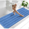 image:imageSmiry Thick Small Chenille Bathroom Rugs 24x16 Extra Soft Absorbent Striped Bath Rugs Rubber Backing Machine Wash Bath Mats for Bathroom Floor Tub Shower Home Decor Accessories GreyCornflower Blue