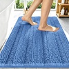 image:imageSmiry Thick Small Chenille Bathroom Rugs 24x16 Extra Soft Absorbent Striped Bath Rugs Rubber Backing Machine Wash Bath Mats for Bathroom Floor Tub Shower Home Decor Accessories GreyCornflower Blue