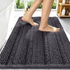 image:imageSmiry Thick Small Chenille Bathroom Rugs 24x16 Extra Soft Absorbent Striped Bath Rugs Rubber Backing Machine Wash Bath Mats for Bathroom Floor Tub Shower Home Decor Accessories GreyDark Grey