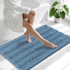 image:imageSmiry Thick Small Chenille Bathroom Rugs 24x16 Extra Soft Absorbent Striped Bath Rugs Rubber Backing Machine Wash Bath Mats for Bathroom Floor Tub Shower Home Decor Accessories GreyAiry Blue
