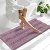 image:imageSmiry Thick Small Chenille Bathroom Rugs 24x16 Extra Soft Absorbent Striped Bath Rugs Rubber Backing Machine Wash Bath Mats for Bathroom Floor Tub Shower Home Decor Accessories GreyDeep Plum