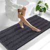 image:imageSmiry Thick Small Chenille Bathroom Rugs 24x16 Extra Soft Absorbent Striped Bath Rugs Rubber Backing Machine Wash Bath Mats for Bathroom Floor Tub Shower Home Decor Accessories GreyDark Grey