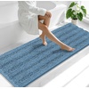 image:imageSmiry Thick Small Chenille Bathroom Rugs 24x16 Extra Soft Absorbent Striped Bath Rugs Rubber Backing Machine Wash Bath Mats for Bathroom Floor Tub Shower Home Decor Accessories GreyAiry Blue