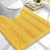 image:imageSmiry Thick Small Chenille Bathroom Rugs 24x16 Extra Soft Absorbent Striped Bath Rugs Rubber Backing Machine Wash Bath Mats for Bathroom Floor Tub Shower Home Decor Accessories GreyYellow