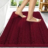 image:imageSmiry Thick Small Chenille Bathroom Rugs 24x16 Extra Soft Absorbent Striped Bath Rugs Rubber Backing Machine Wash Bath Mats for Bathroom Floor Tub Shower Home Decor Accessories GreyBurgundy