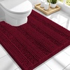 image:imageSmiry Thick Small Chenille Bathroom Rugs 24x16 Extra Soft Absorbent Striped Bath Rugs Rubber Backing Machine Wash Bath Mats for Bathroom Floor Tub Shower Home Decor Accessories GreyBurgundy