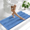 image:imageSmiry Thick Small Chenille Bathroom Rugs 24x16 Extra Soft Absorbent Striped Bath Rugs Rubber Backing Machine Wash Bath Mats for Bathroom Floor Tub Shower Home Decor Accessories GreyCornflower Blue