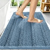 image:imageSmiry Thick Small Chenille Bathroom Rugs 24x16 Extra Soft Absorbent Striped Bath Rugs Rubber Backing Machine Wash Bath Mats for Bathroom Floor Tub Shower Home Decor Accessories GreyAiry Blue