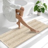 image:imageSmiry Thick Small Chenille Bathroom Rugs 24x16 Extra Soft Absorbent Striped Bath Rugs Rubber Backing Machine Wash Bath Mats for Bathroom Floor Tub Shower Home Decor Accessories GreySand