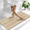 image:imageSmiry Thick Small Chenille Bathroom Rugs 24x16 Extra Soft Absorbent Striped Bath Rugs Rubber Backing Machine Wash Bath Mats for Bathroom Floor Tub Shower Home Decor Accessories GreyBeige