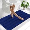image:imageSmiry Thick Small Chenille Bathroom Rugs 24x16 Extra Soft Absorbent Striped Bath Rugs Rubber Backing Machine Wash Bath Mats for Bathroom Floor Tub Shower Home Decor Accessories GreyNavy