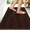 image:imageSmiry Thick Small Chenille Bathroom Rugs 24x16 Extra Soft Absorbent Striped Bath Rugs Rubber Backing Machine Wash Bath Mats for Bathroom Floor Tub Shower Home Decor Accessories GreyBrown