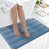 image:imageSmiry Thick Small Chenille Bathroom Rugs 24x16 Extra Soft Absorbent Striped Bath Rugs Rubber Backing Machine Wash Bath Mats for Bathroom Floor Tub Shower Home Decor Accessories GreyAiry Blue