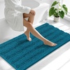 image:imageSmiry Thick Small Chenille Bathroom Rugs 24x16 Extra Soft Absorbent Striped Bath Rugs Rubber Backing Machine Wash Bath Mats for Bathroom Floor Tub Shower Home Decor Accessories GreyPeacock Blue