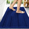 image:imageSmiry Thick Small Chenille Bathroom Rugs 24x16 Extra Soft Absorbent Striped Bath Rugs Rubber Backing Machine Wash Bath Mats for Bathroom Floor Tub Shower Home Decor Accessories GreyNavy