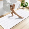 image:imageSmiry Thick Small Chenille Bathroom Rugs 24x16 Extra Soft Absorbent Striped Bath Rugs Rubber Backing Machine Wash Bath Mats for Bathroom Floor Tub Shower Home Decor Accessories GreyWhite