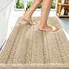 image:imageSmiry Thick Small Chenille Bathroom Rugs 24x16 Extra Soft Absorbent Striped Bath Rugs Rubber Backing Machine Wash Bath Mats for Bathroom Floor Tub Shower Home Decor Accessories GreyBeige