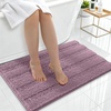image:imageSmiry Thick Small Chenille Bathroom Rugs 24x16 Extra Soft Absorbent Striped Bath Rugs Rubber Backing Machine Wash Bath Mats for Bathroom Floor Tub Shower Home Decor Accessories GreyDeep Plum