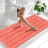 image:imageSmiry Thick Small Chenille Bathroom Rugs 24x16 Extra Soft Absorbent Striped Bath Rugs Rubber Backing Machine Wash Bath Mats for Bathroom Floor Tub Shower Home Decor Accessories GreyCoral