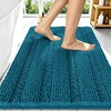 image:imageSmiry Thick Small Chenille Bathroom Rugs 24x16 Extra Soft Absorbent Striped Bath Rugs Rubber Backing Machine Wash Bath Mats for Bathroom Floor Tub Shower Home Decor Accessories GreyPeacock Blue