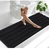image:imageSmiry Thick Small Chenille Bathroom Rugs 24x16 Extra Soft Absorbent Striped Bath Rugs Rubber Backing Machine Wash Bath Mats for Bathroom Floor Tub Shower Home Decor Accessories GreyBlack