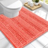image:imageSmiry Thick Small Chenille Bathroom Rugs 24x16 Extra Soft Absorbent Striped Bath Rugs Rubber Backing Machine Wash Bath Mats for Bathroom Floor Tub Shower Home Decor Accessories GreyCoral