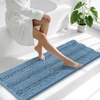 image:imageSmiry Thick Small Chenille Bathroom Rugs 24x16 Extra Soft Absorbent Striped Bath Rugs Rubber Backing Machine Wash Bath Mats for Bathroom Floor Tub Shower Home Decor Accessories GreyAiry Blue