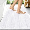 image:imageSmiry Thick Small Chenille Bathroom Rugs 24x16 Extra Soft Absorbent Striped Bath Rugs Rubber Backing Machine Wash Bath Mats for Bathroom Floor Tub Shower Home Decor Accessories GreyWhite