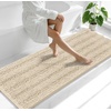 image:imageSmiry Thick Small Chenille Bathroom Rugs 24x16 Extra Soft Absorbent Striped Bath Rugs Rubber Backing Machine Wash Bath Mats for Bathroom Floor Tub Shower Home Decor Accessories GreySand