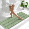 image:imageSmiry Thick Small Chenille Bathroom Rugs 24x16 Extra Soft Absorbent Striped Bath Rugs Rubber Backing Machine Wash Bath Mats for Bathroom Floor Tub Shower Home Decor Accessories GreySage Green