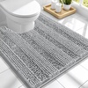 image:imageSmiry Thick Small Chenille Bathroom Rugs 24x16 Extra Soft Absorbent Striped Bath Rugs Rubber Backing Machine Wash Bath Mats for Bathroom Floor Tub Shower Home Decor Accessories GreyLight Grey