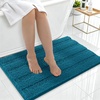 image:imageSmiry Thick Small Chenille Bathroom Rugs 24x16 Extra Soft Absorbent Striped Bath Rugs Rubber Backing Machine Wash Bath Mats for Bathroom Floor Tub Shower Home Decor Accessories GreyPeacock Blue