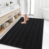 image:imageSmiry Thick Small Chenille Bathroom Rugs 24x16 Extra Soft Absorbent Striped Bath Rugs Rubber Backing Machine Wash Bath Mats for Bathroom Floor Tub Shower Home Decor Accessories GreyBlack
