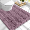 image:imageSmiry Thick Small Chenille Bathroom Rugs 24x16 Extra Soft Absorbent Striped Bath Rugs Rubber Backing Machine Wash Bath Mats for Bathroom Floor Tub Shower Home Decor Accessories GreyDeep Plum