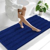 image:imageSmiry Thick Small Chenille Bathroom Rugs 24x16 Extra Soft Absorbent Striped Bath Rugs Rubber Backing Machine Wash Bath Mats for Bathroom Floor Tub Shower Home Decor Accessories GreyNavy