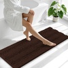 image:imageSmiry Thick Small Chenille Bathroom Rugs 24x16 Extra Soft Absorbent Striped Bath Rugs Rubber Backing Machine Wash Bath Mats for Bathroom Floor Tub Shower Home Decor Accessories GreyBrown