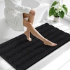image:imageSmiry Thick Small Chenille Bathroom Rugs 24x16 Extra Soft Absorbent Striped Bath Rugs Rubber Backing Machine Wash Bath Mats for Bathroom Floor Tub Shower Home Decor Accessories GreyBlack