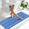 image:imageSmiry Thick Small Chenille Bathroom Rugs 24x16 Extra Soft Absorbent Striped Bath Rugs Rubber Backing Machine Wash Bath Mats for Bathroom Floor Tub Shower Home Decor Accessories GreyCornflower Blue