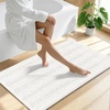 image:imageSmiry Thick Small Chenille Bathroom Rugs 24x16 Extra Soft Absorbent Striped Bath Rugs Rubber Backing Machine Wash Bath Mats for Bathroom Floor Tub Shower Home Decor Accessories GreyIvory