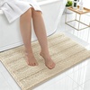 image:imageSmiry Thick Small Chenille Bathroom Rugs 24x16 Extra Soft Absorbent Striped Bath Rugs Rubber Backing Machine Wash Bath Mats for Bathroom Floor Tub Shower Home Decor Accessories GreySand