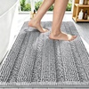 image:imageSmiry Thick Small Chenille Bathroom Rugs 24x16 Extra Soft Absorbent Striped Bath Rugs Rubber Backing Machine Wash Bath Mats for Bathroom Floor Tub Shower Home Decor Accessories GreyLight Grey