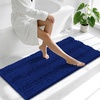 image:imageSmiry Thick Small Chenille Bathroom Rugs 24x16 Extra Soft Absorbent Striped Bath Rugs Rubber Backing Machine Wash Bath Mats for Bathroom Floor Tub Shower Home Decor Accessories GreyNavy